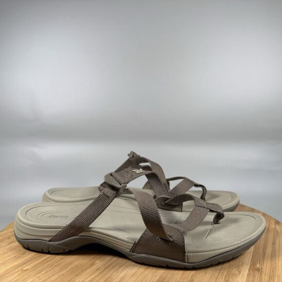 S Teva Women's Size 8 Ascona Sandals Brown Strappy Slide Slip On Comfort 1116648 - Picture 1 of 6